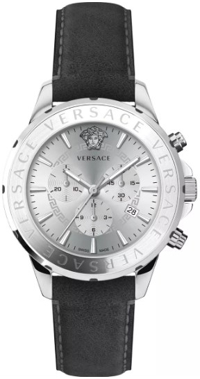 Versace Herrklocka VEV601223 Signature Silverfärgad/Läder Ø44 mm - Versace