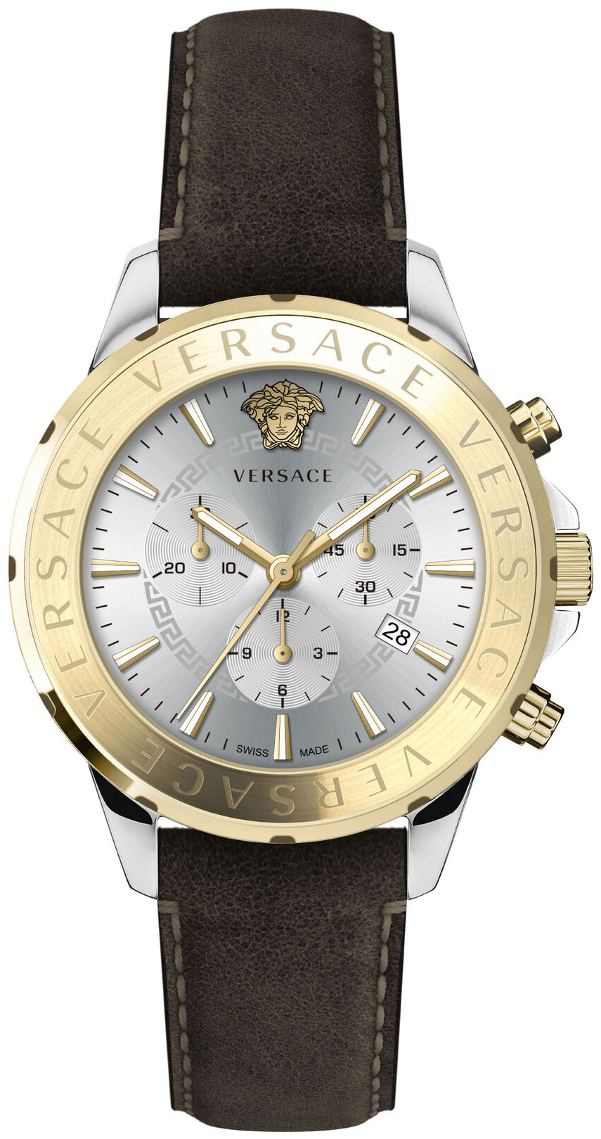 Versace Herrklocka VEV601323 Signature Silverfärgad/Läder Ø44 mm - Versace