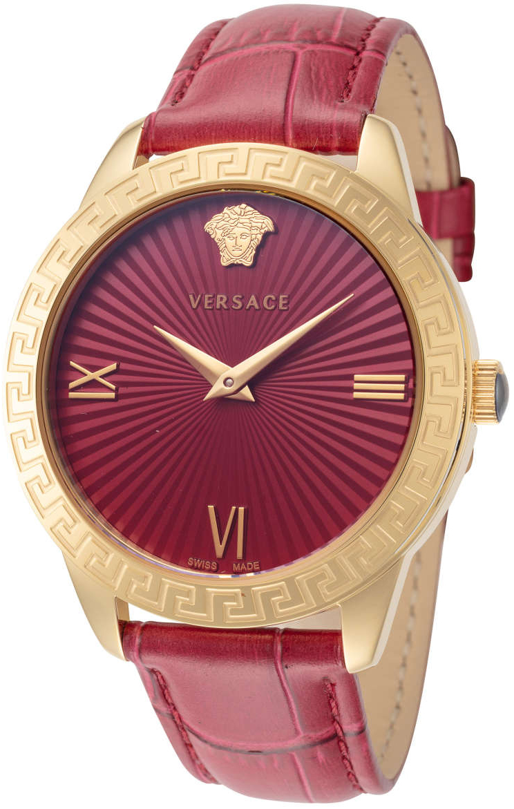 Versace Damklocka VEVC00921 Greca Röd/Läder Ø38 mm - Versace