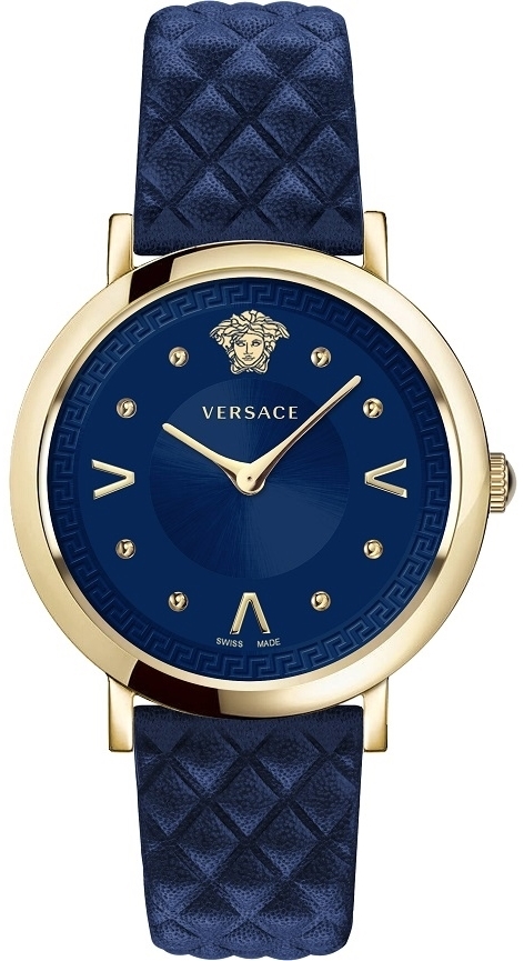 Versace Damklocka VEVD00319 Pop Bl&aring;/L&auml;der &Oslash;36 mm