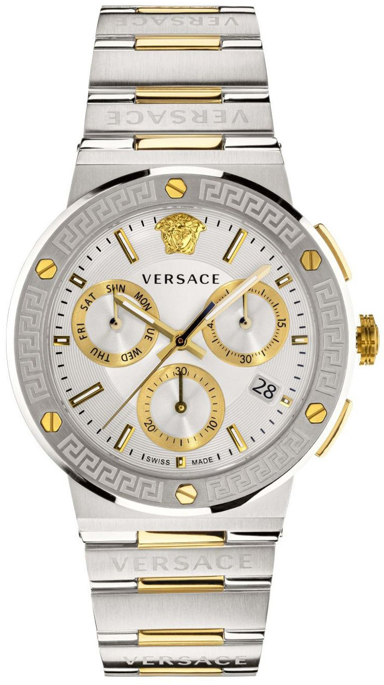 Versace Herrklocka VEZ900321 Greca Logo Silverfärgad/Gulguldtonat