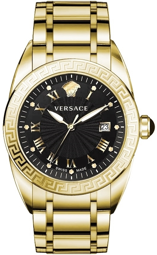 Versace Herrklocka VFE160017 Svart/Gulguldtonat stål Ø42 mm - Versace
