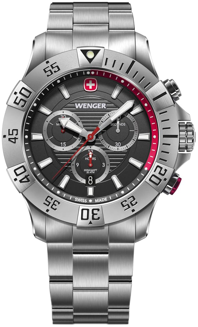 Wenger Herrklocka 01.0643.123 Seaforce Svart/Stål Ø43 mm