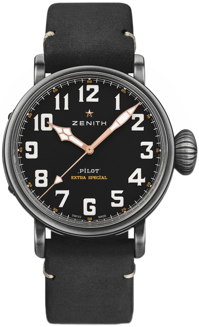 Zenith Herrklocka 11.2432.679-21.C900 Pilot Svart/Gummi Ø40 mm - Zenith