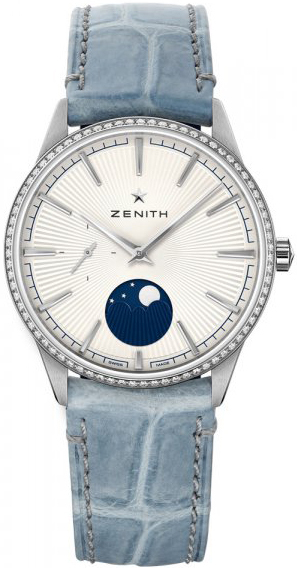 Zenith Damklocka 16.3200.692-01.C832 Elite Moonphase Vit/Läder Ø36 - Zenith