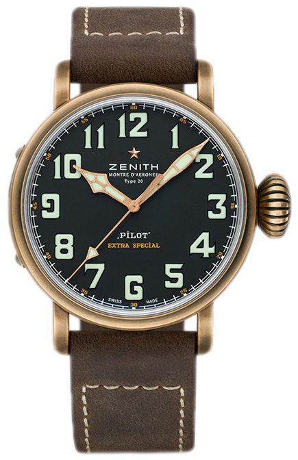 Zenith Herrklocka 29.2430.679-21.C753 Pilot Svart/Läder Ø45 mm - Zenith