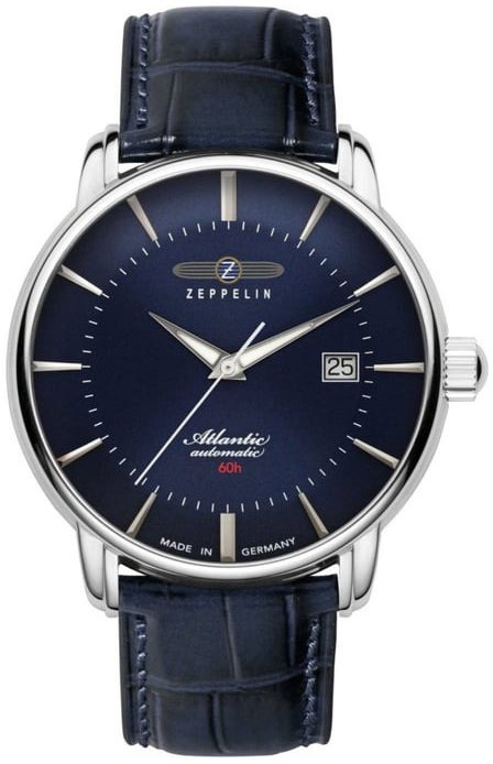 Zeppelin Herrklocka 84603 Atlantic Bl&aring;/L&auml;der &Oslash;40 mm
