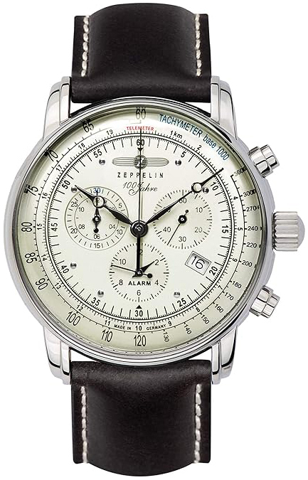 Zeppelin 100 Jahre Herrklocka 86803 Beige/L&auml;der &Oslash;40 mm