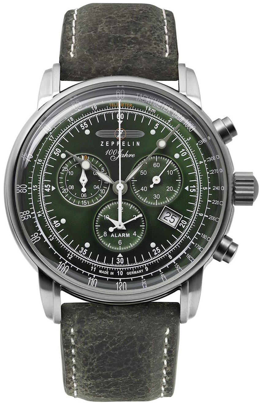Zeppelin 100 Jahre Herrklocka 86804 Grön/Läder Ø42 mm
