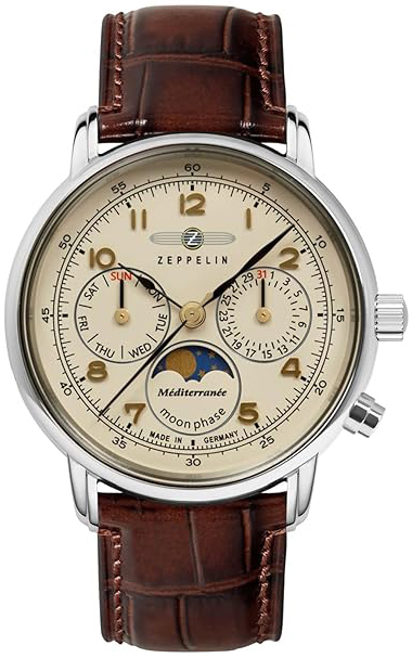 Zeppelin Herrklocka 96365 Mediterranee Beige/L&auml;der &Oslash;42 mm